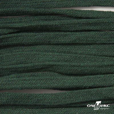 Шнур плетеный d-8 мм плоский, 70% хлопок 30% полиэстер, уп.85+/-1 м, цв.1016-т.зеленый - купить в Москве. Цена: 742.50 руб.