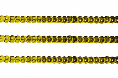 Пайетки "ОмТекс" на нитях, SILVER-BASE, 6 мм С / упак.73+/-1м, цв. А-1 - т.золото - купить в Москве. Цена: 468.37 руб.