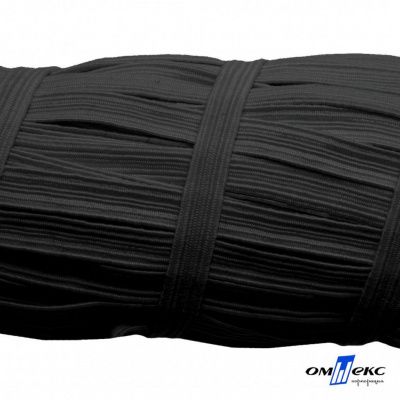 Резиновые нити с текстильным покрытием, шир. 6 мм (55 м/уп), цв.-черный - купить в Москве. Цена: 210.75 руб.