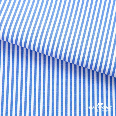 Ткань сорочечная Полоска Кенди, 115 г/м2, 58% пэ,42% хл, шир.150 см, цв.3-синий, (арт.110) - купить в Москве. Цена 306.69 руб.