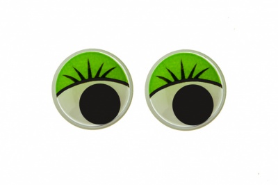Глазки для игрушек, круглые, с бегающими зрачками, 15 мм/упак.50+/-2 шт, цв. -зеленый - купить в Москве. Цена: 113.01 руб.