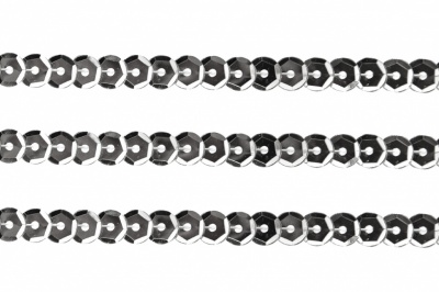 Пайетки "ОмТекс" на нитях, SILVER-BASE, 6 мм С / упак.73+/-1м, цв. 1 - серебро - купить в Москве. Цена: 468.37 руб.