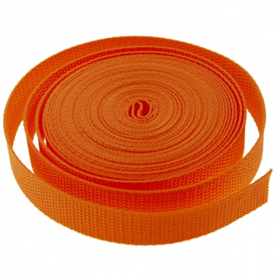 Стропа текстильная, шир. 25 мм (в нам. 50+/-1 ярд), цвет оранжевый - купить в Москве. Цена: 409.94 руб.