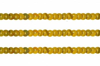 Пайетки "ОмТекс" на нитях, SILVER SHINING, 6 мм F / упак.91+/-1м, цв. 48 - золото - купить в Москве. Цена: 356.19 руб.